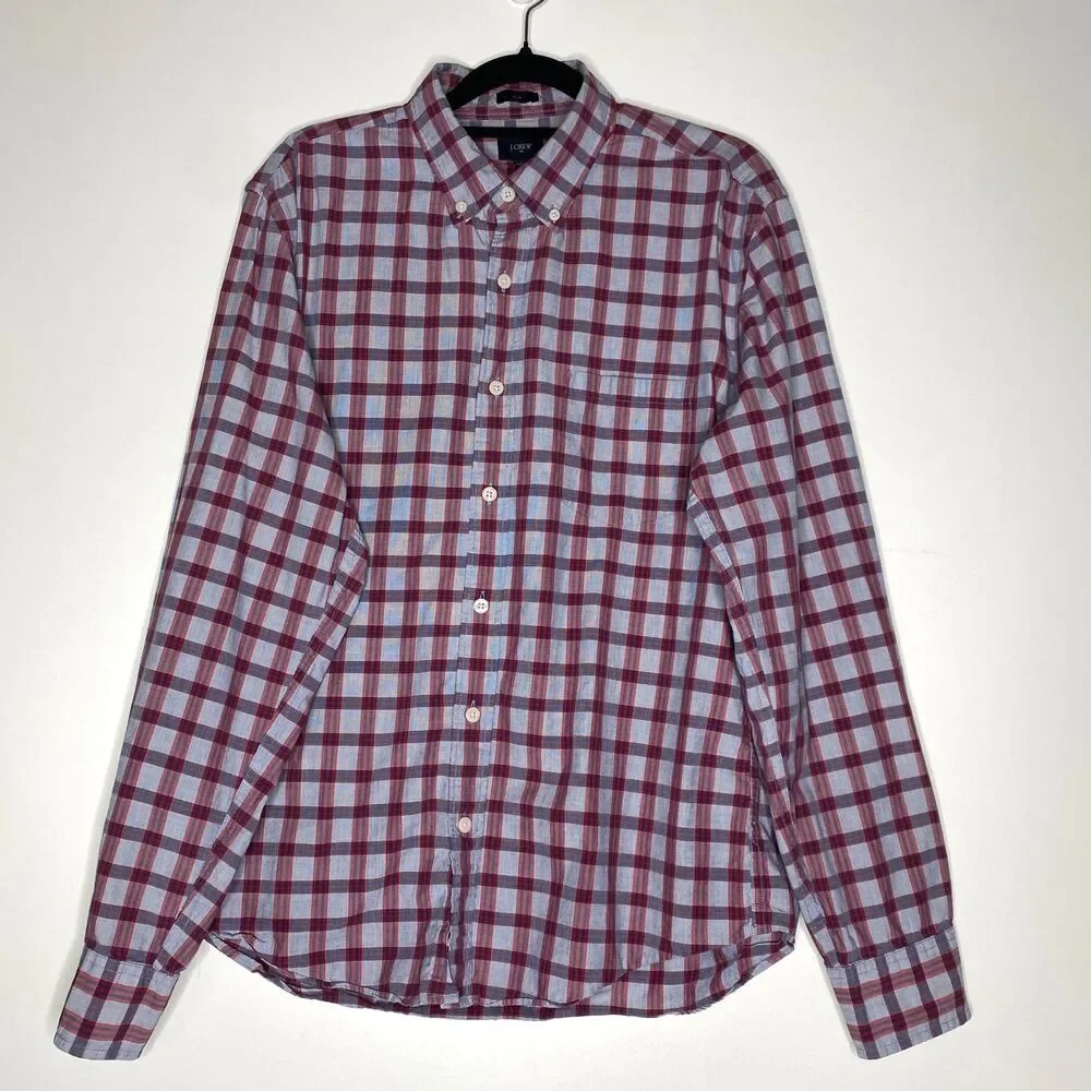 J. Crew Plaid Slim Fit Button Down Long Sleeve Shirt Men's Size Large